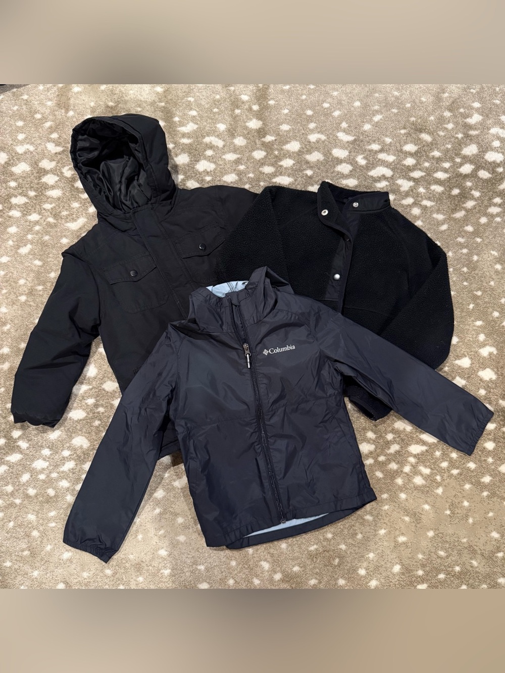 Bundle (3) Boys Black Jackets. Columbia, Gymboree, Art Class. Size S (6)
